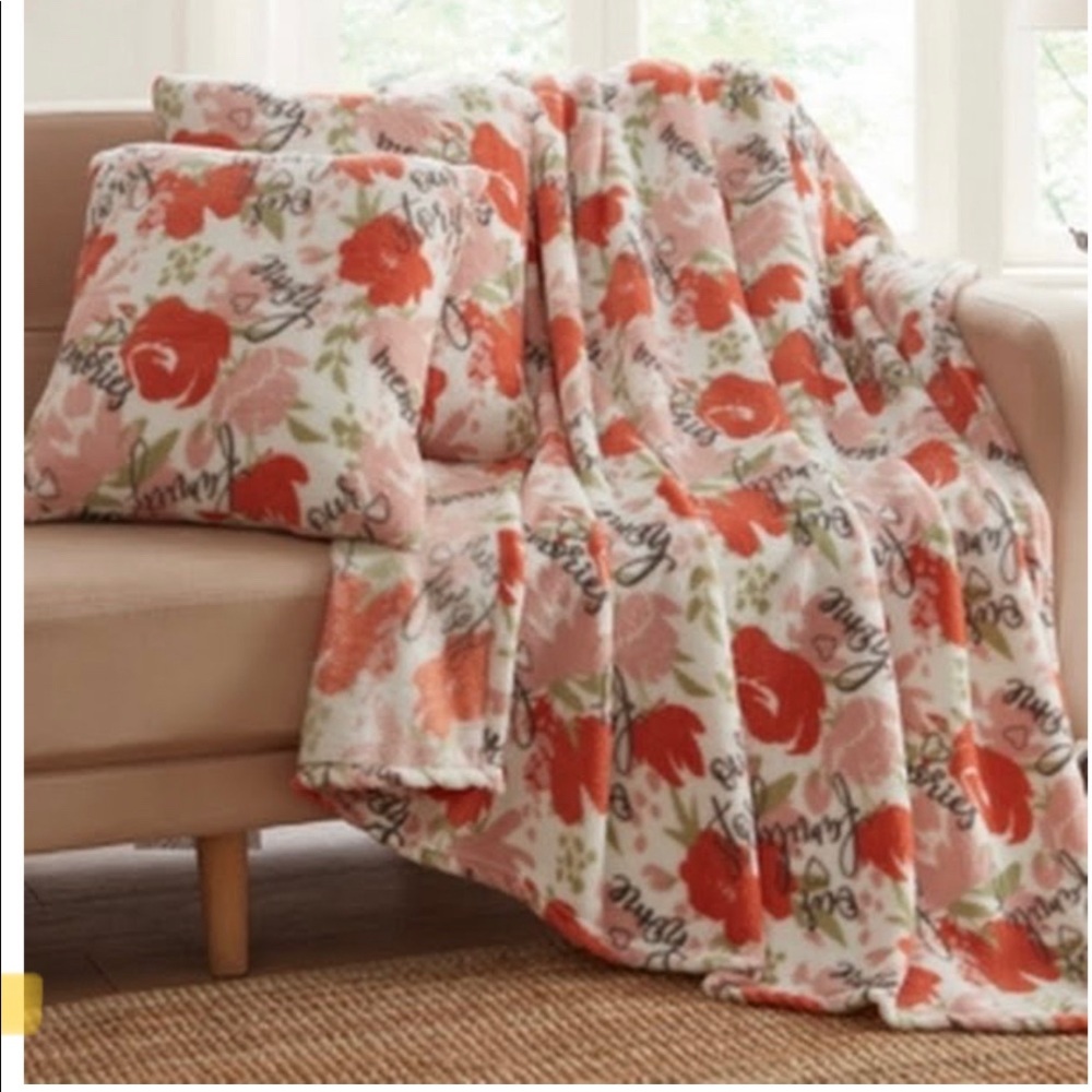 Infinity Home 3 Pc Family Story Decorative Pillows and Throw set